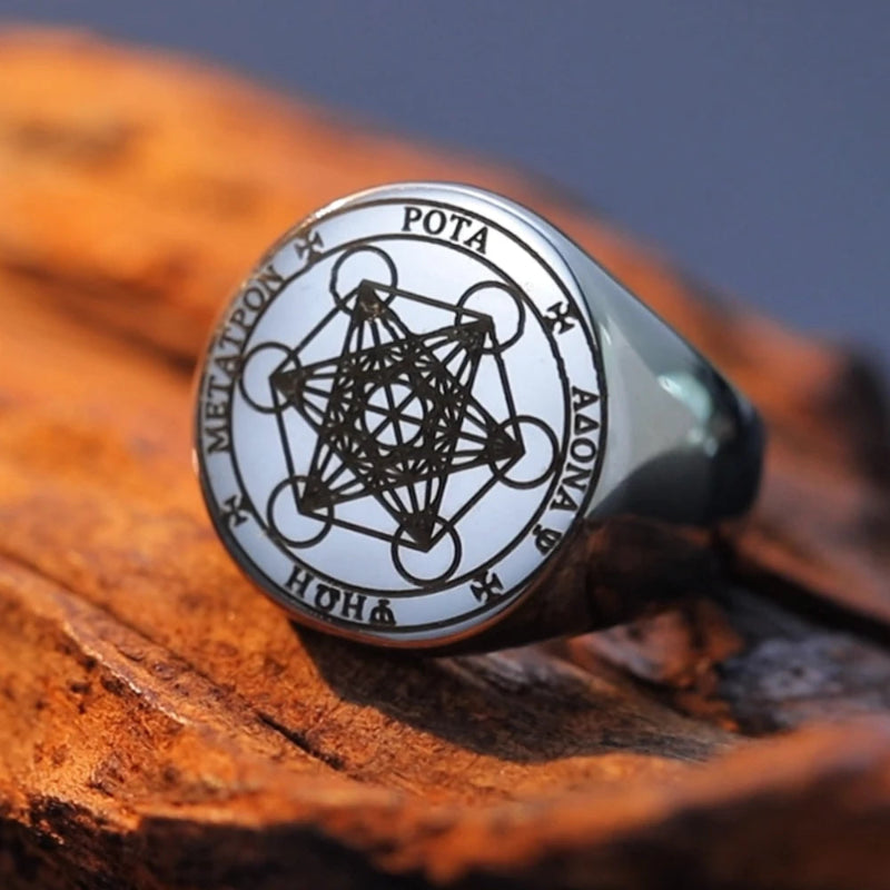 Ring Metatrons Würfel Silber b