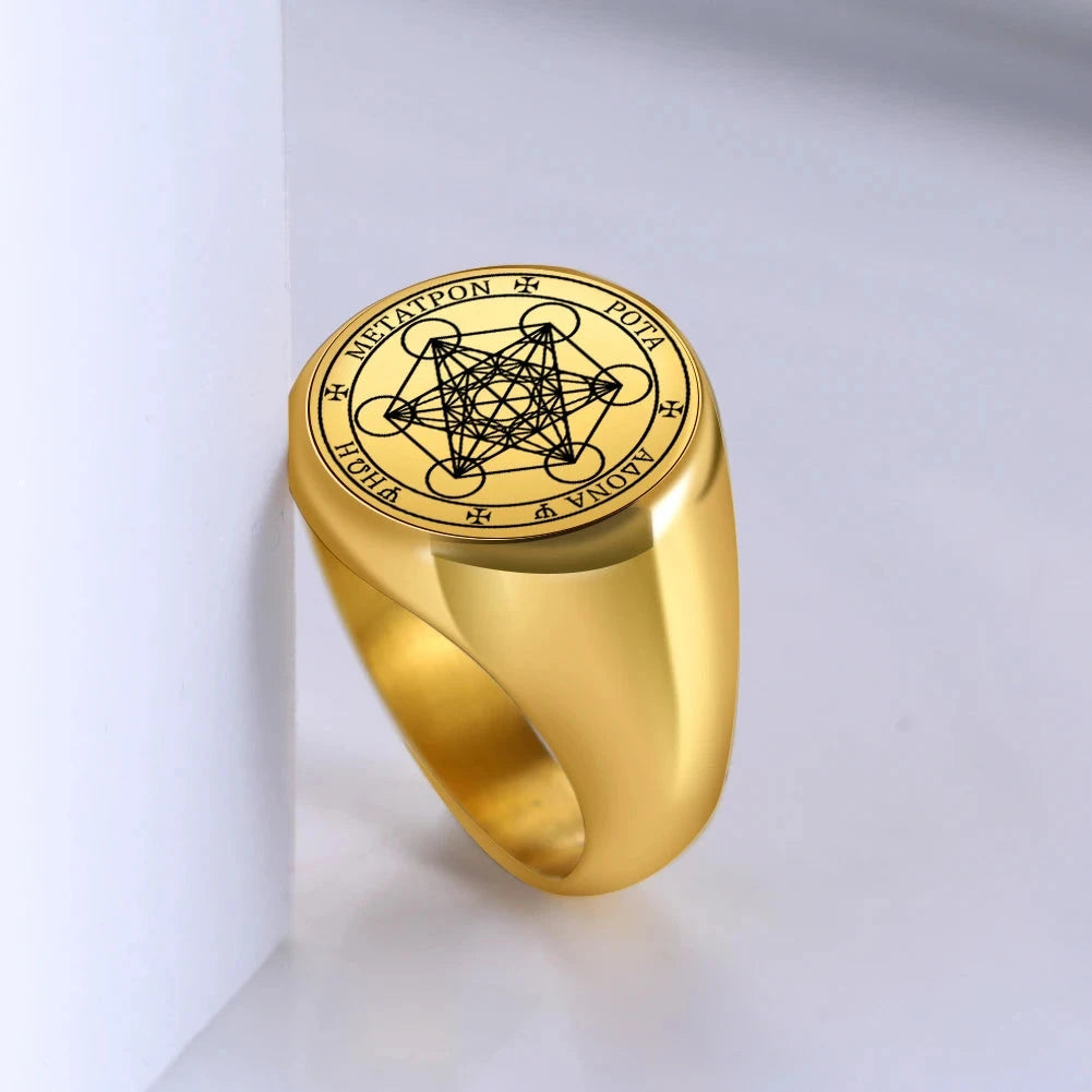 Ring Metatrons Würfel Gold b