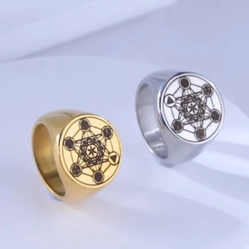 Ring Metatrons Würfel Gold a