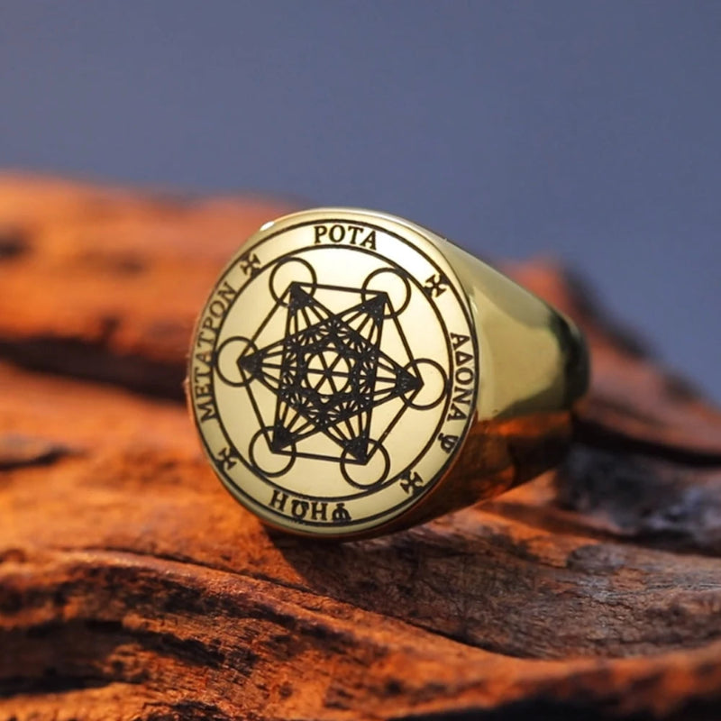 Ring Metatrons Würfel Gold b