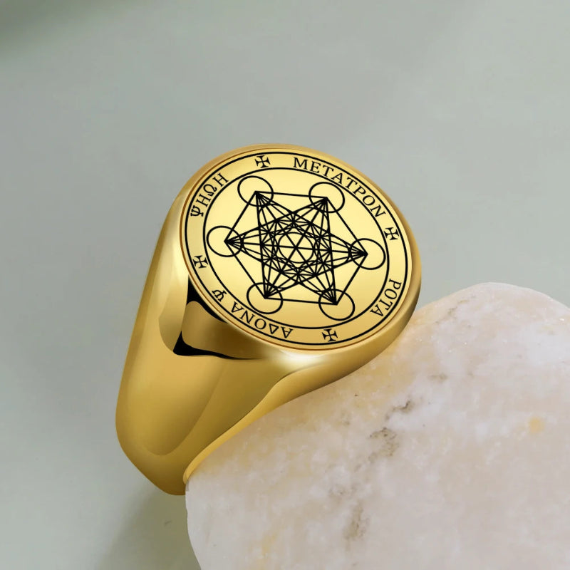 Ring Metatrons Würfel Gold b