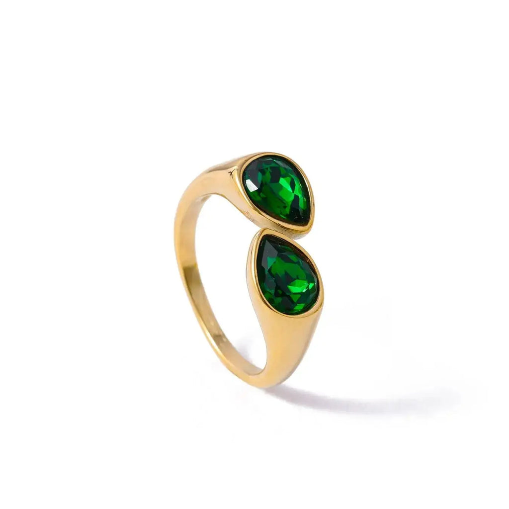 Ring Tropfen Perle Farbig Dunkelgrün