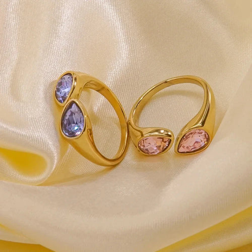 Ring Tropfen Perle Farbig Violett