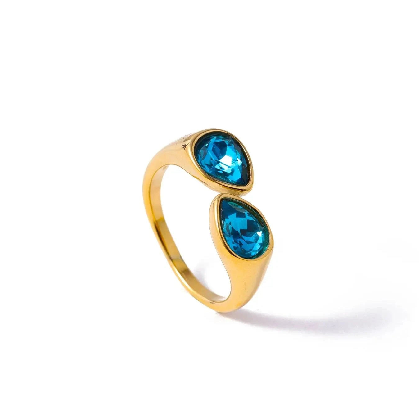 Ring Tropfen Perle Farbig Blau 