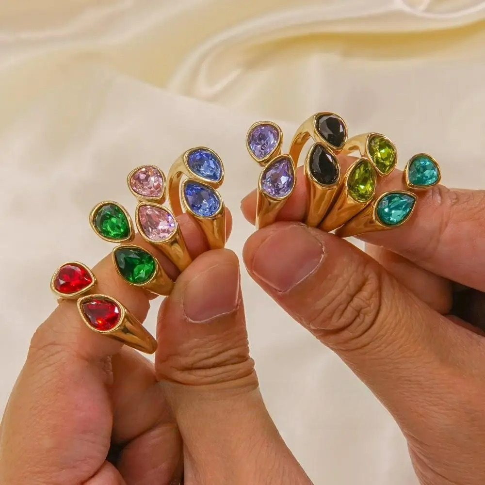 Ring Tropfen Perle Farbig Rot