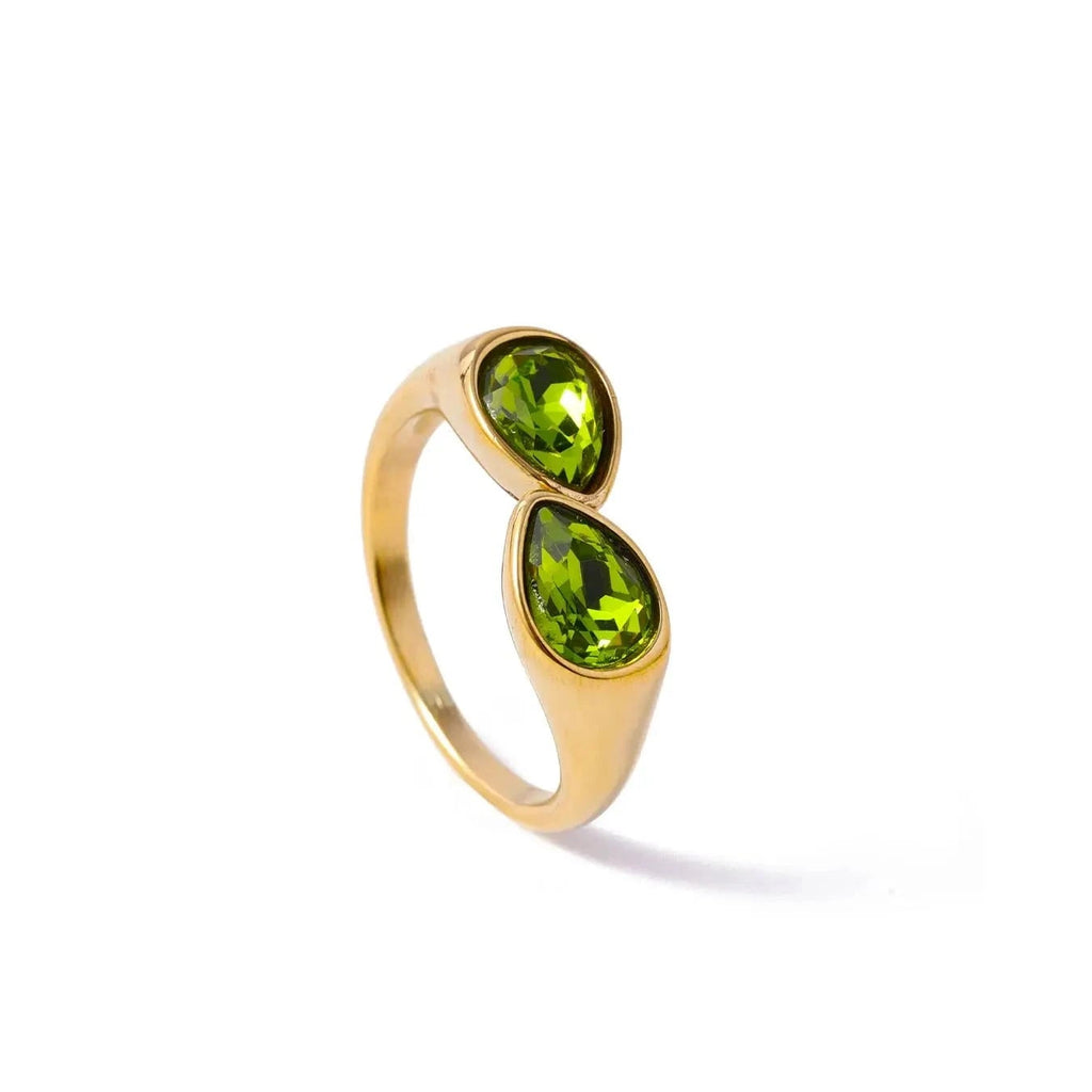 Ring Tropfen Perle Farbig Grün