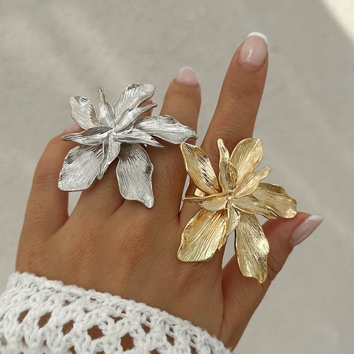 Ring großer Blumenring Gold