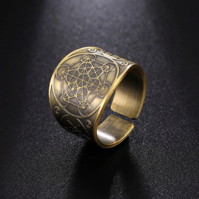 Herrenring Metatrons Würfel Gold