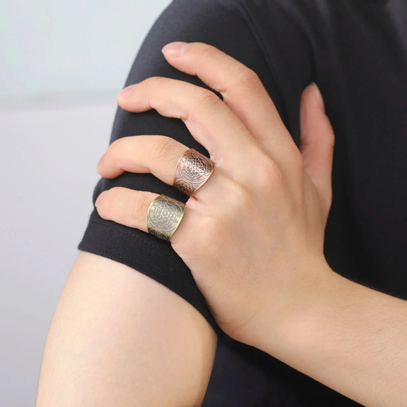 Herrenring Metatrons Würfel Gold