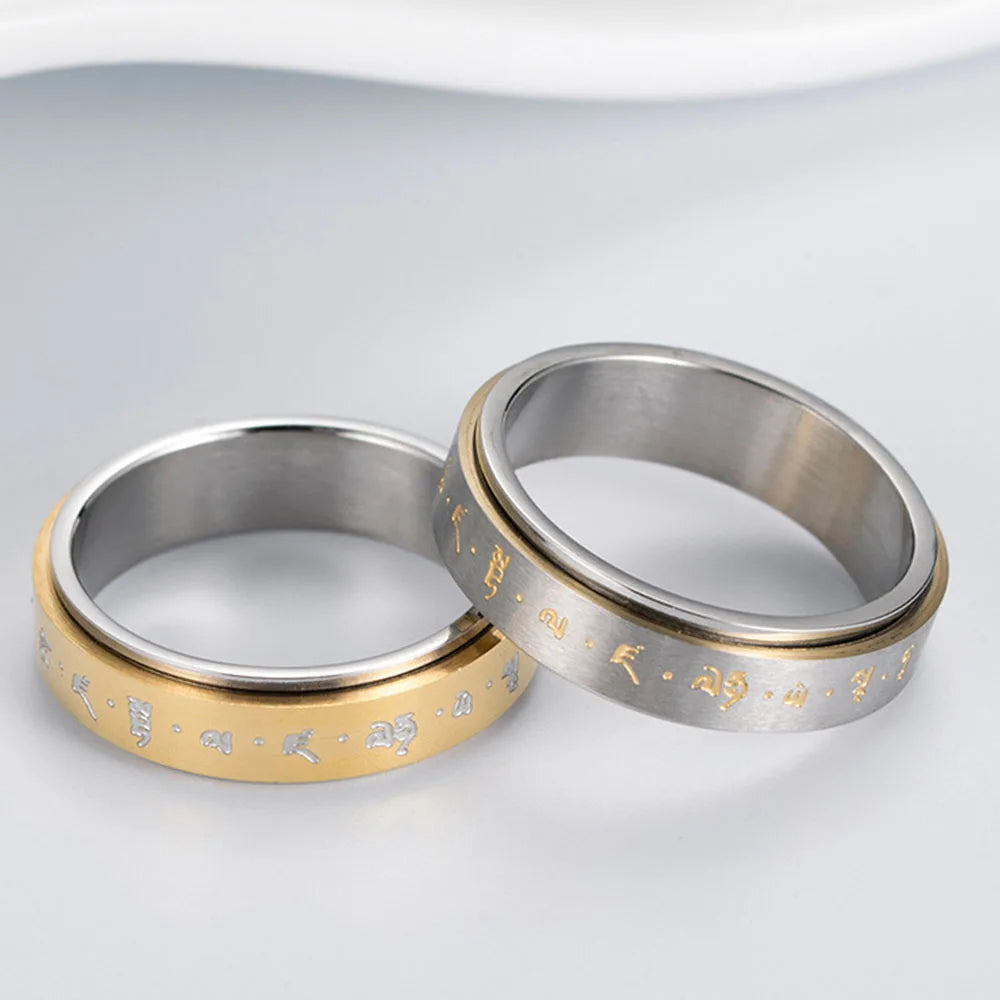 Ring mit Mustern für Männer oder Frauen Anti-Stress drehbar gold