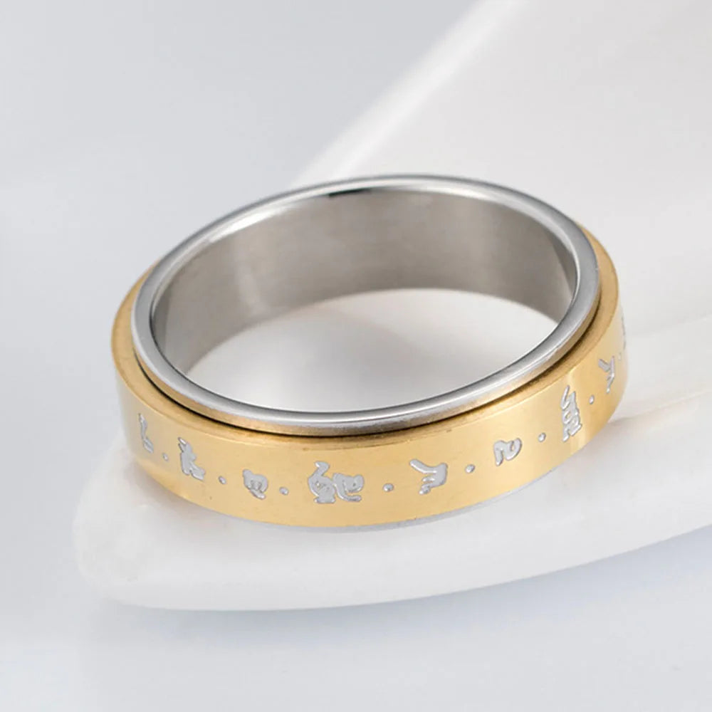 Ring mit Mustern für Männer oder Frauen Anti-Stress drehbar gold