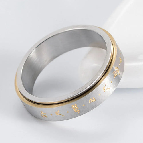 Ring mit Mustern für Männer oder Frauen Anti-Stress drehbar silber