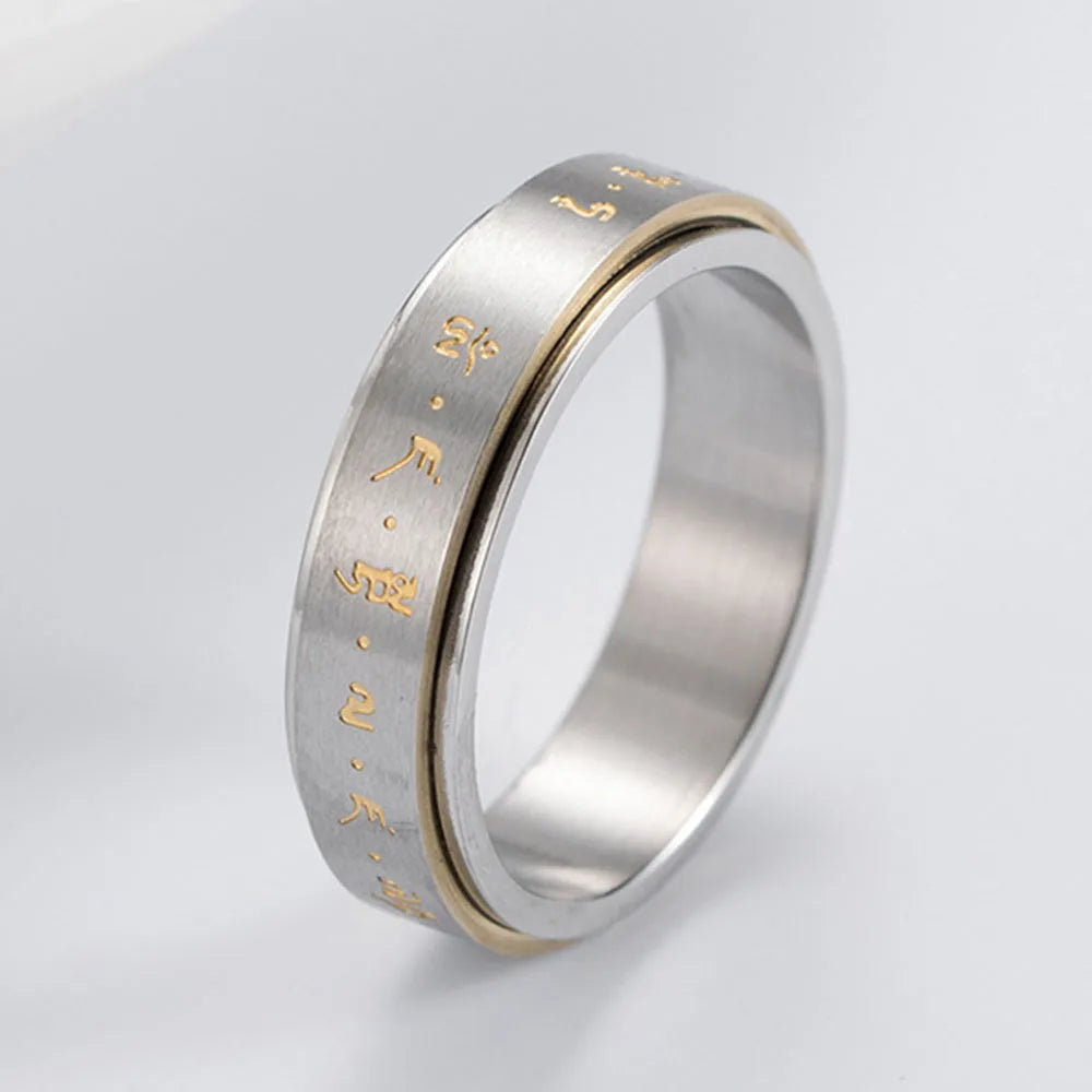 Ring mit Mustern für Männer oder Frauen Anti-Stress drehbar silber