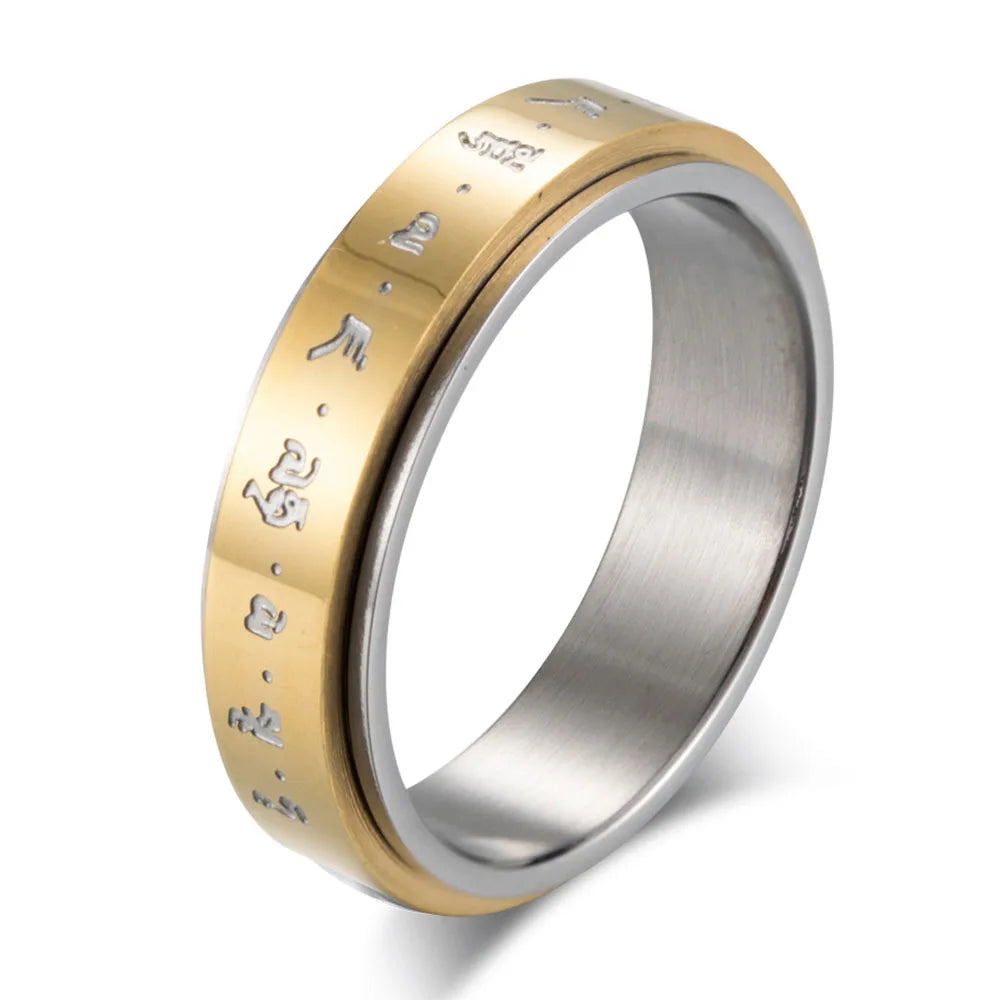 Ring mit Mustern für Männer oder Frauen Anti-Stress drehbar gold