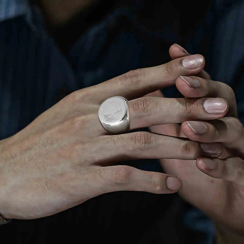 Ring Schwarze Würfel Metatron silber