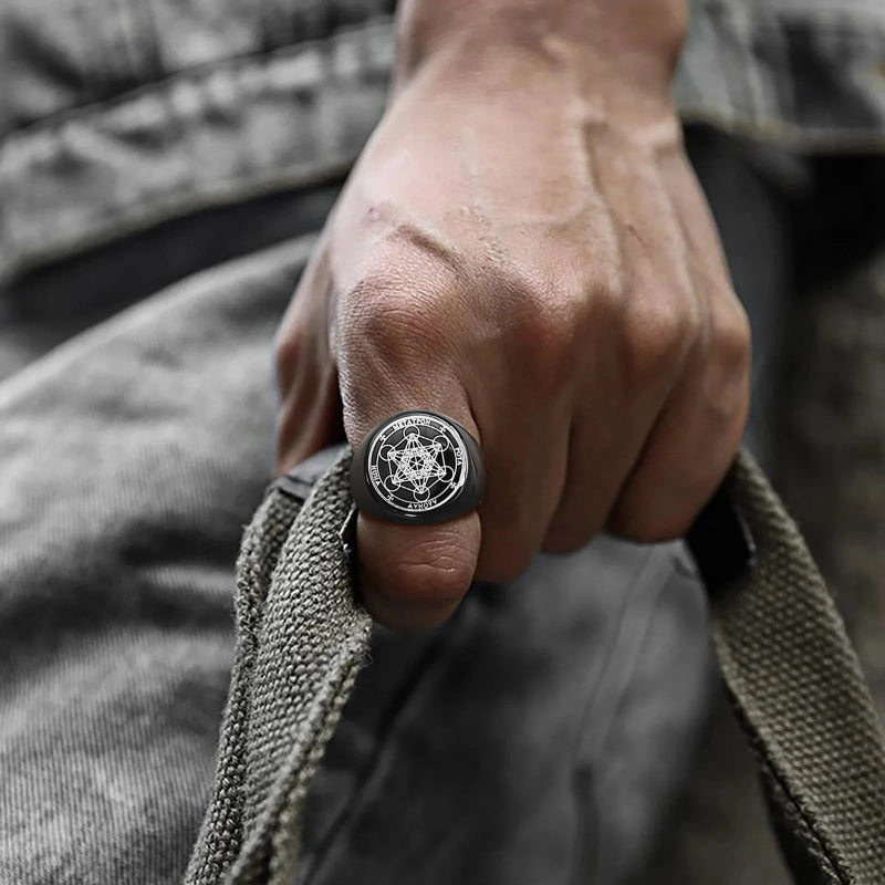 Ring Schwarze Würfel Metatron schwarz