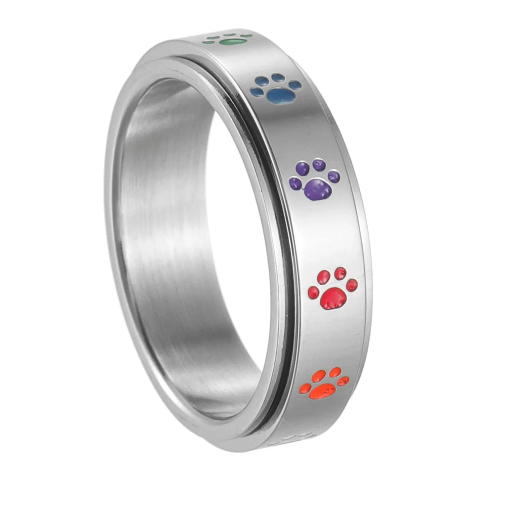 Ring mit Herzen oder Pfoten, drehbarer Anti-Stress-Ring Pfoten