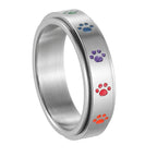 Ring mit Herzen oder Pfoten, drehbarer Anti-Stress-Ring Pfoten