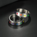 Ring mit Herzen oder Pfoten, drehbarer Anti-Stress-Ring Herz