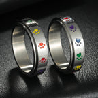 Ring mit Herzen oder Pfoten, drehbarer Anti-Stress-Ring Pfoten