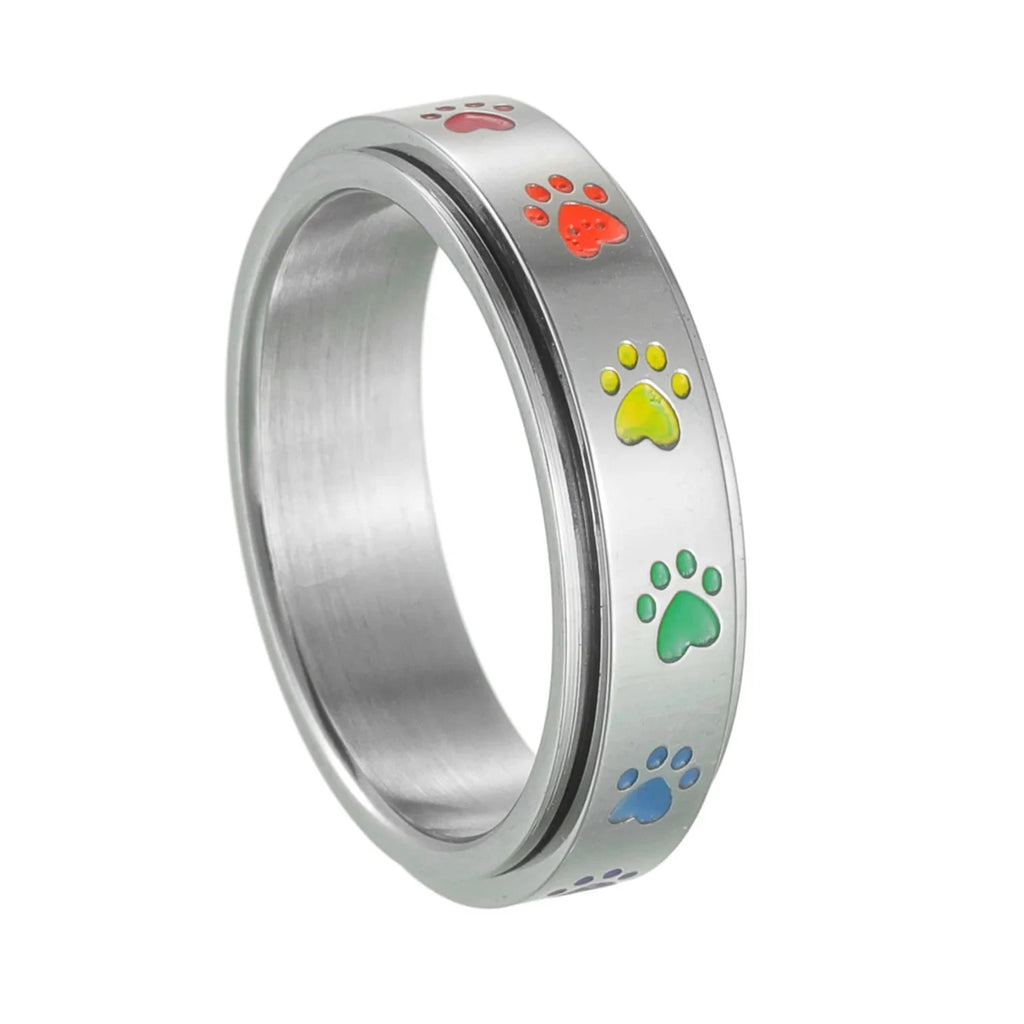 Ring mit Herzen oder Pfoten, drehbarer Anti-Stress-Ring Pfoten