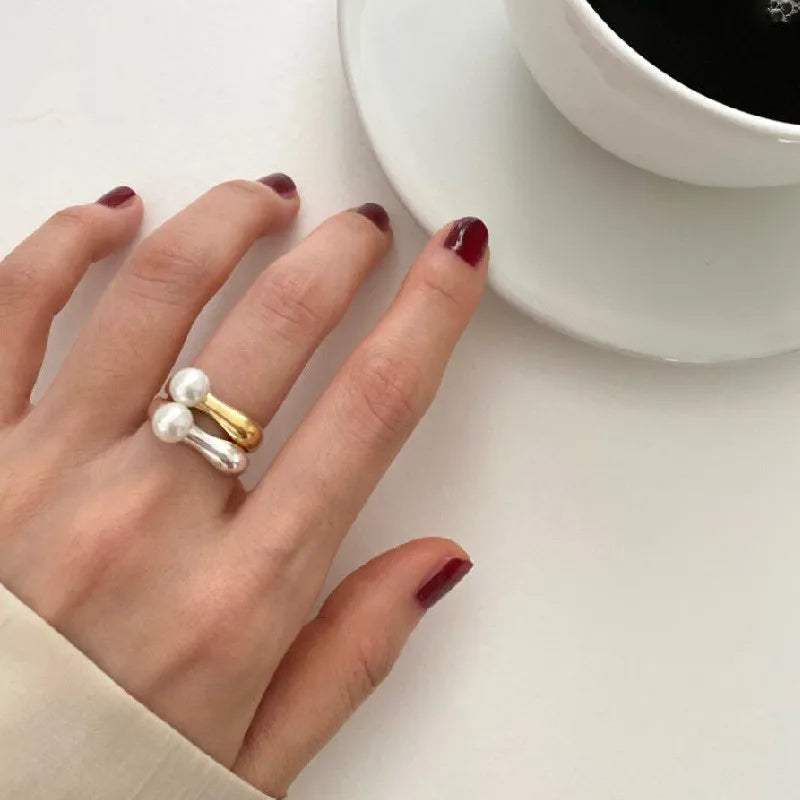 Ring für Frauen mit weißer Perle Silber