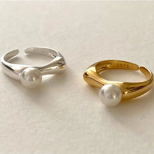 Ring für Frauen mit weißer Perle Silber
