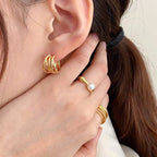 Ring für Frauen mit weißer Perle Gold