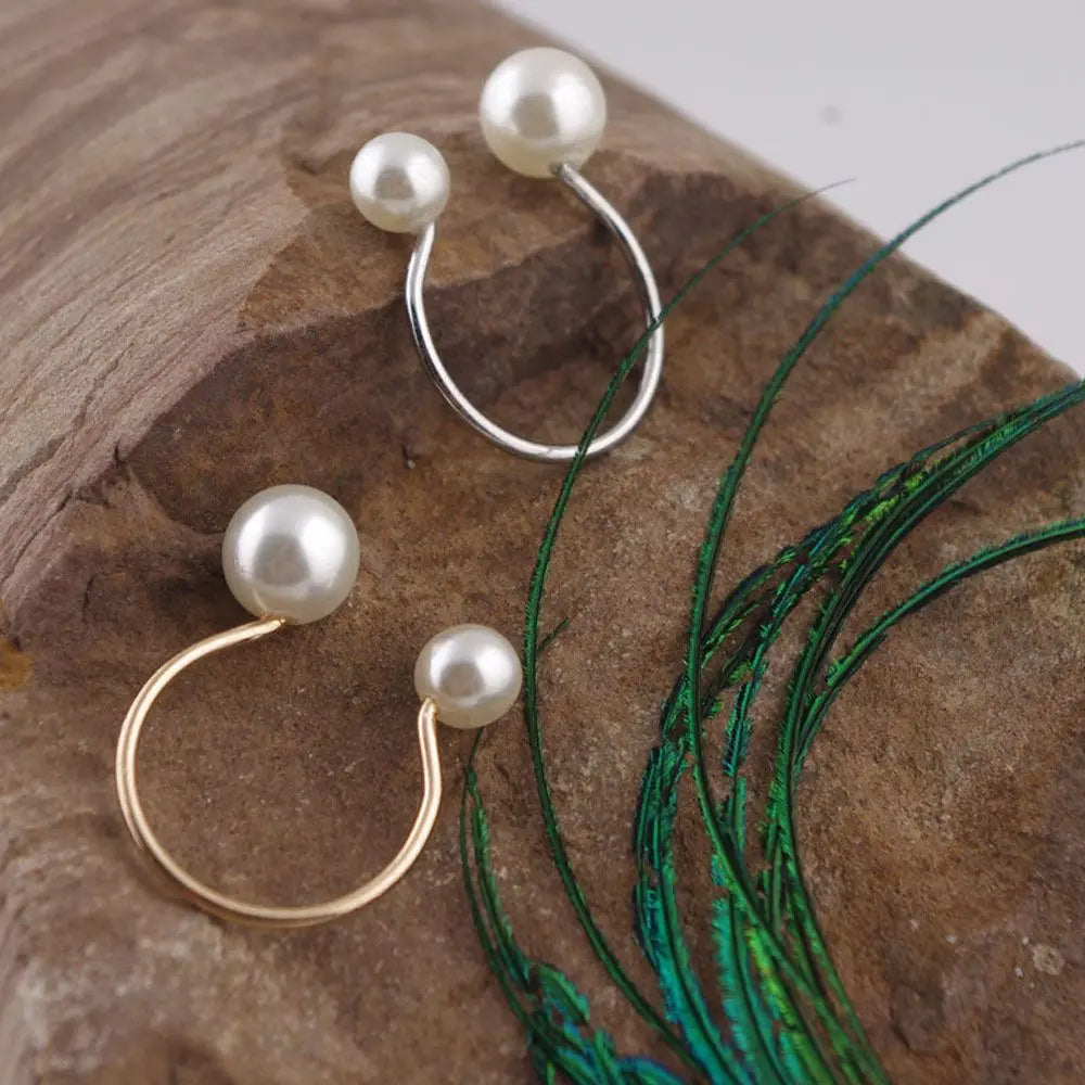 Ring Retro-Stil mit weißen Perlen Silber