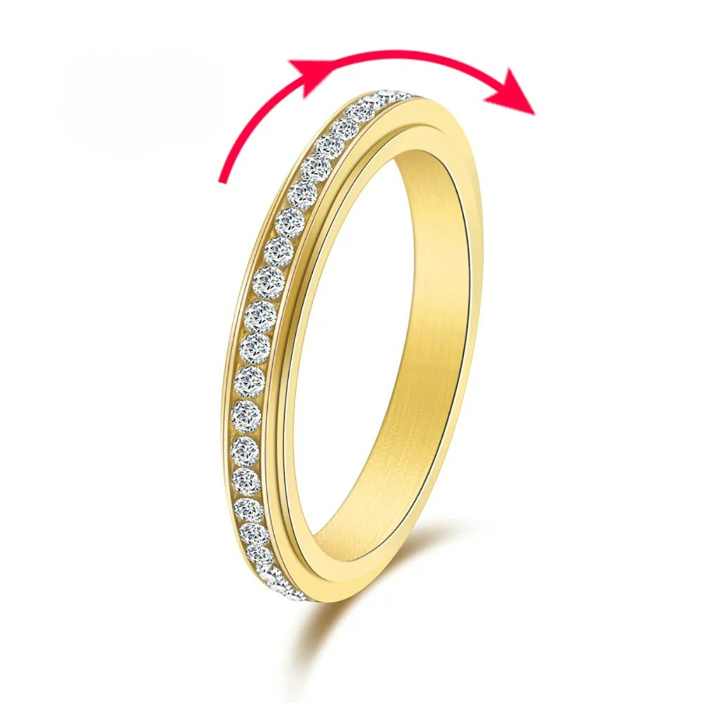 Anti-Stress drehbarer Ring mit goldenem Zirkon