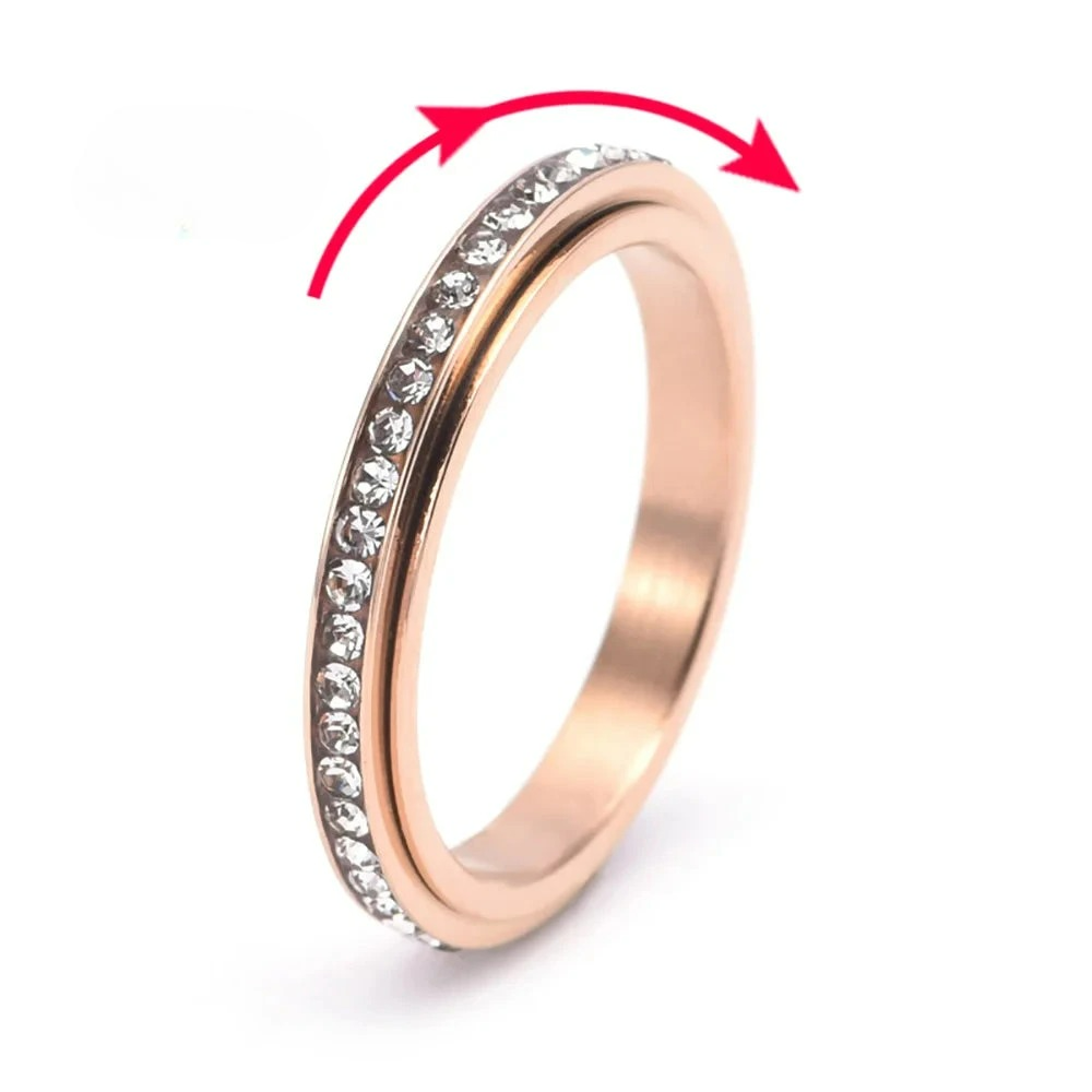 Anti-Stress drehbarer Ring mit roségoldenem Zirkon