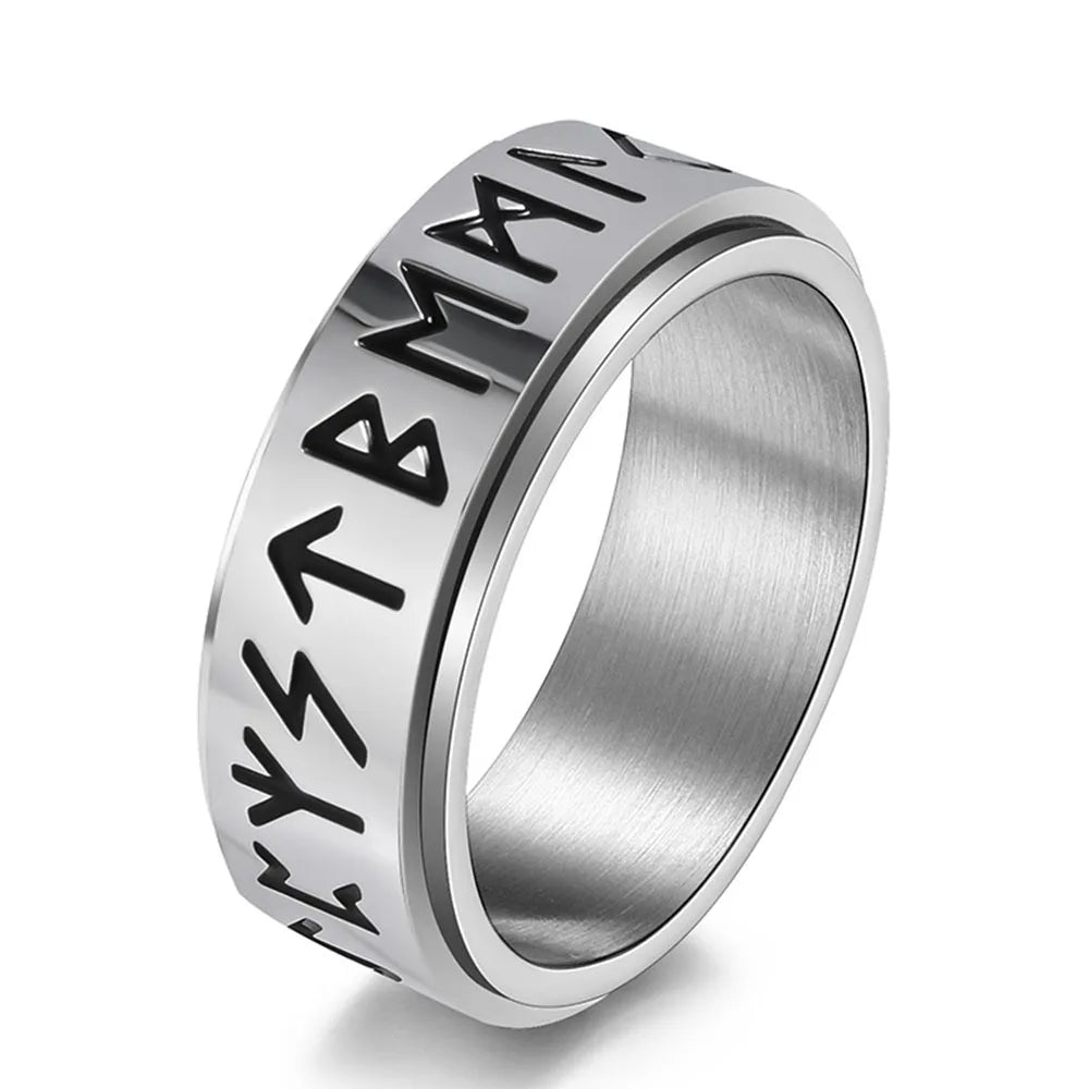 Ring Wikinger Herren Anti-Stress Drehbar Silber