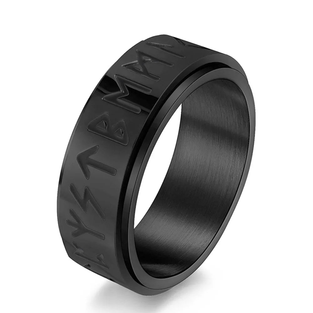 Ring Wikinger Herren Anti-Stress Drehbar Schwarz