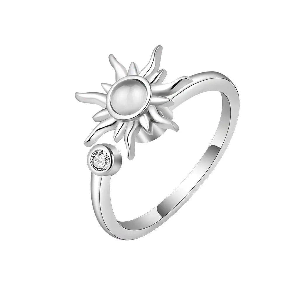 Anti-Stress-Ring drehbarer Sonnenring Silber