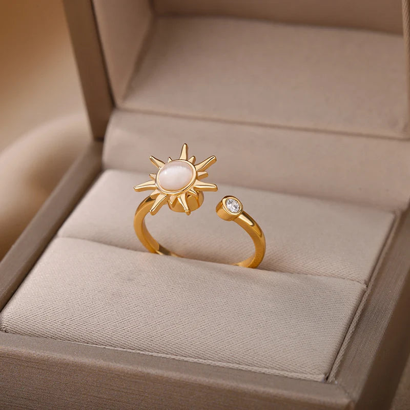 Anti-Stress-Ring drehbarer Sonnenring Gold