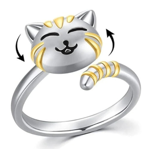 Anello antistress gatto carino con testa rotante