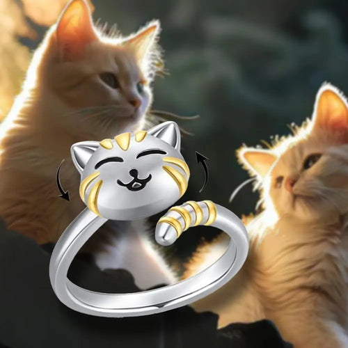 Anello antistress gatto carino con testa rotante