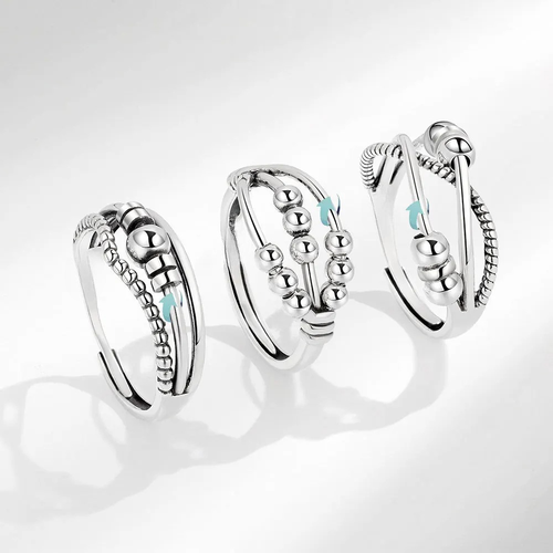 Anello antistress dallo stile futuristico con sfere girevoli