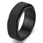Bague anti-stress rotative à motif torsadé noir