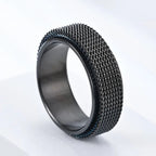 Bague anti-stress rotative à motif torsadé noir