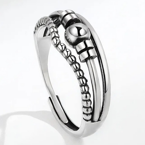 Vintage-Anti-Stress-Ring mit beweglichen Perlen