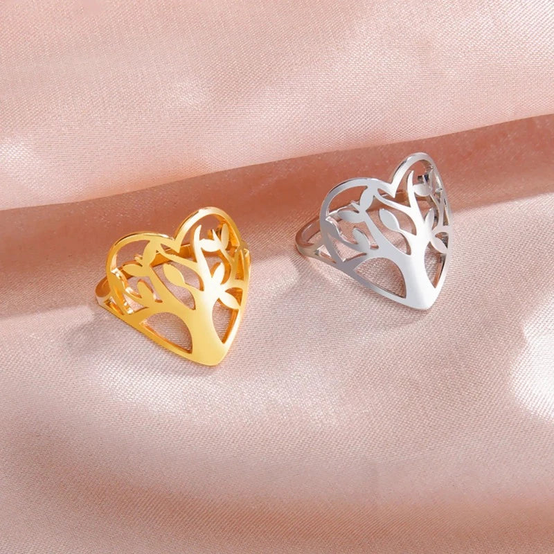 Lebensbaum Damenring Herzring Silber Gold