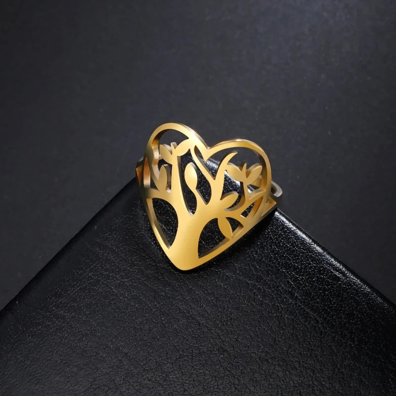 Lebensbaum Damenring Herzring Gold