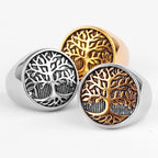 Lebensbaum-Ring für Herren Gold und Silber