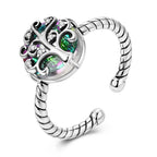 Lebensbaum-Ring Zirkon Damen Silber