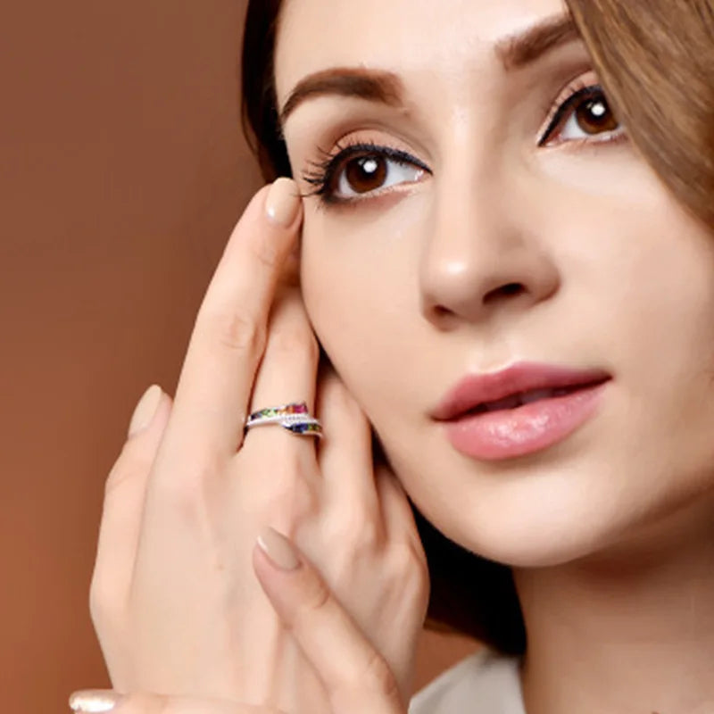 Regenbogenring mit Strass