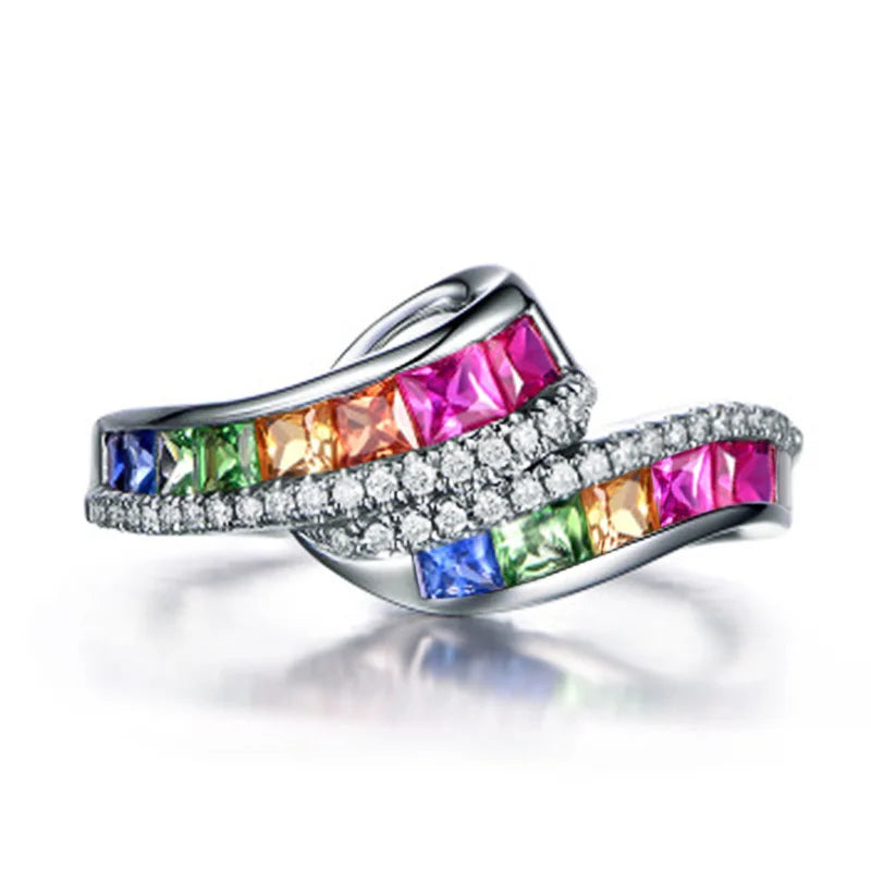 Regenbogenring mit Strass