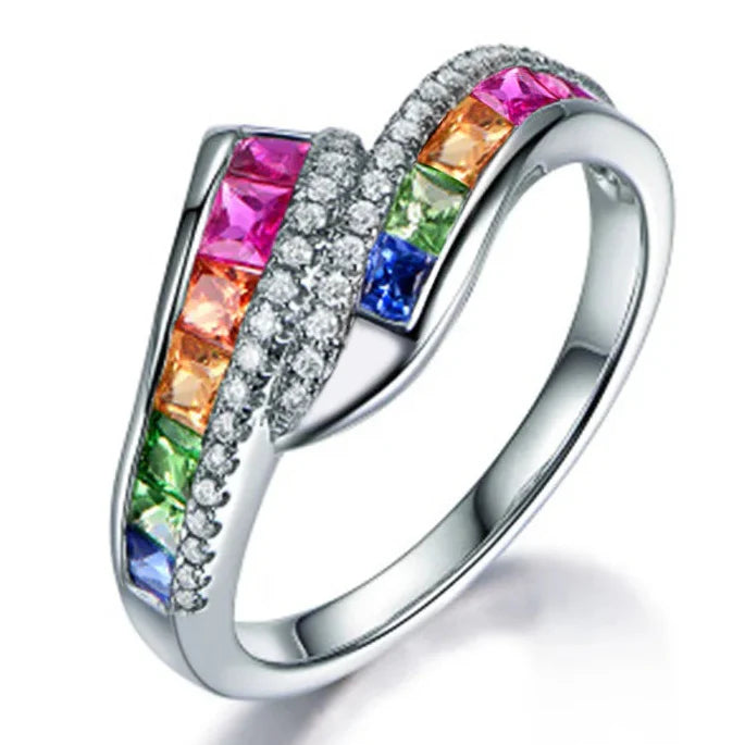 Regenbogenring mit Strass