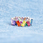 Geometrischer Regenbogenring aus Silber