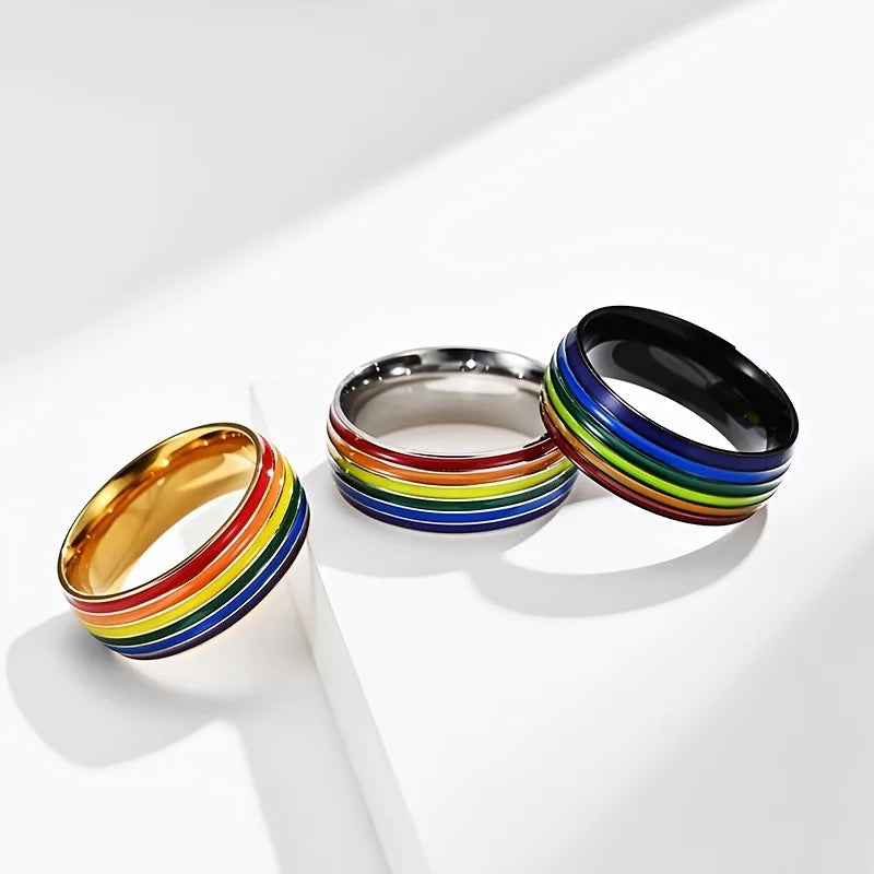 Regenbogenring für Herren silber
